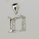 Sterling Silver Semi Mount Pendant Setting Cushion Cu 10x10mm - Syzjewelry
